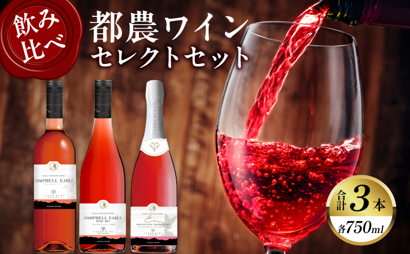 都農ワインセレクトセット(合計3本) 酒 飲料 アルコール 国産_T014-001