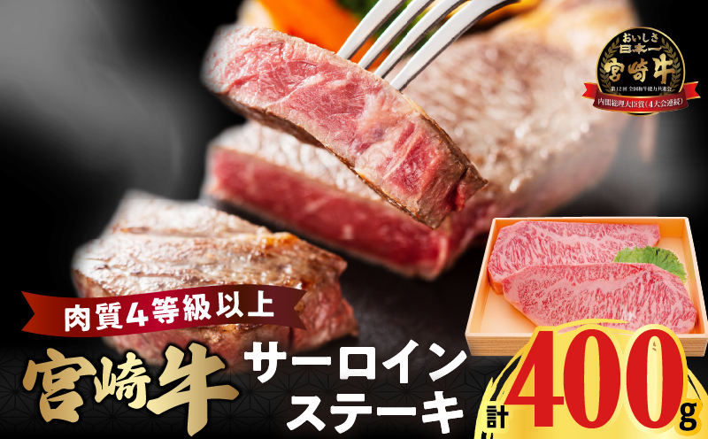 宮崎牛サーロインステーキ(計400g) 肉 牛 牛肉 国産_T050-0015