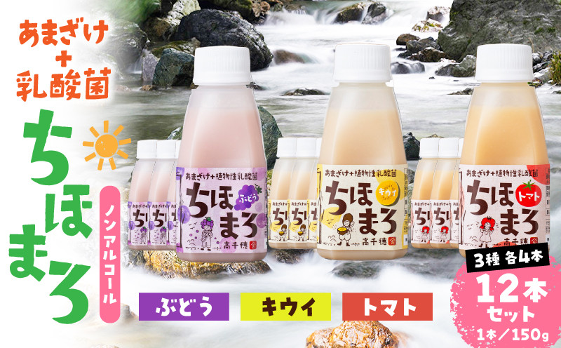 乳酸菌入りあまざけ ちほまろ 150g　12本セット【キウイ トマト ぶどう】 ふるさと納税 ノンアルコール 贈答 贈り物 おすそ分け 日課 ドリンク 飲み物 乳酸飲料 飲料 宮崎県 高千穂町 _Tk015-017-c12
