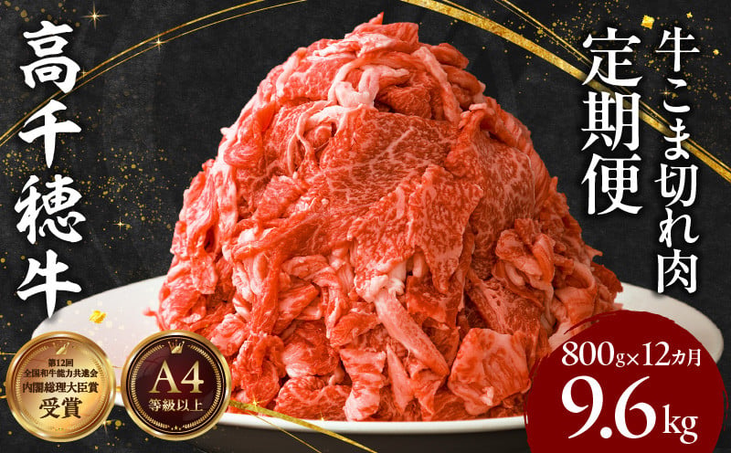【12ヶ月定期便】 高千穂牛 こま切れ 400g×2パック×12回_Tk002-t081
