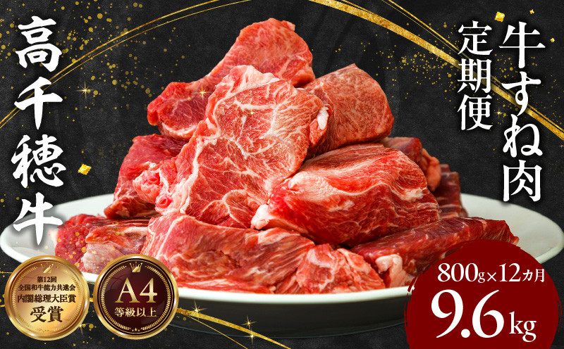 【12ヶ月定期便】 高千穂牛 すね肉 400g×2パック×12回_Tk002-t078